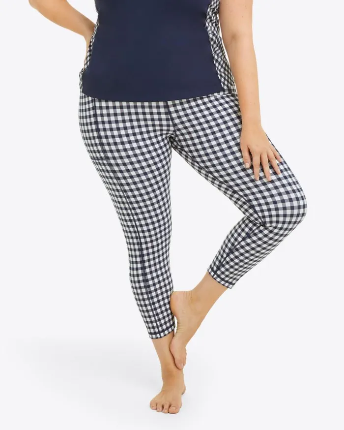 Draper James Sport Women Leggings In Navy Gingham