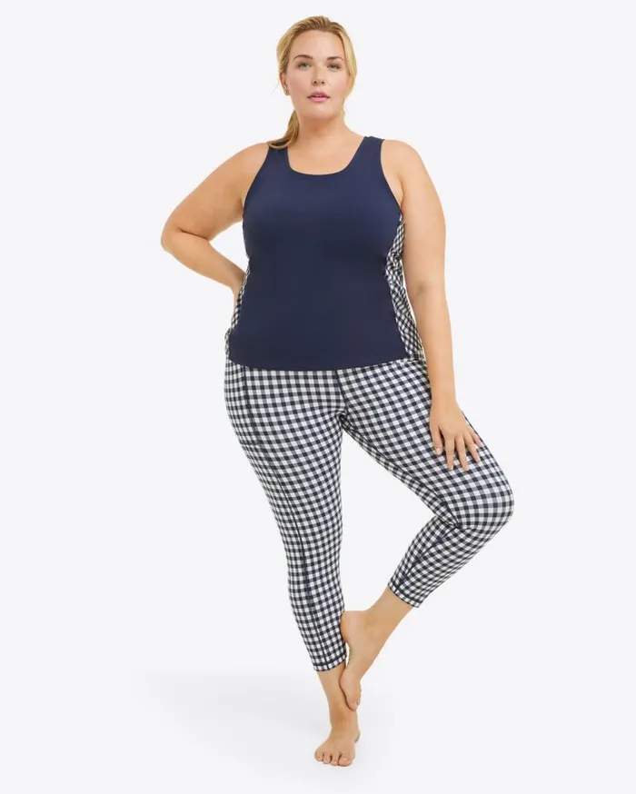 Draper James Sport Women Leggings In Navy Gingham