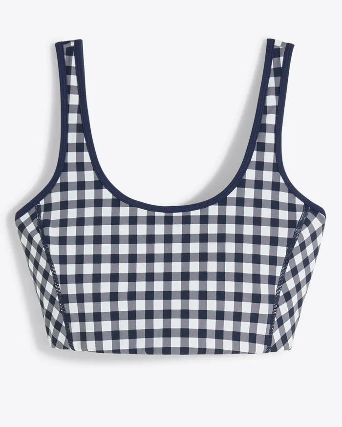 Draper James Sport Women Sports Bra In Navy Gingham