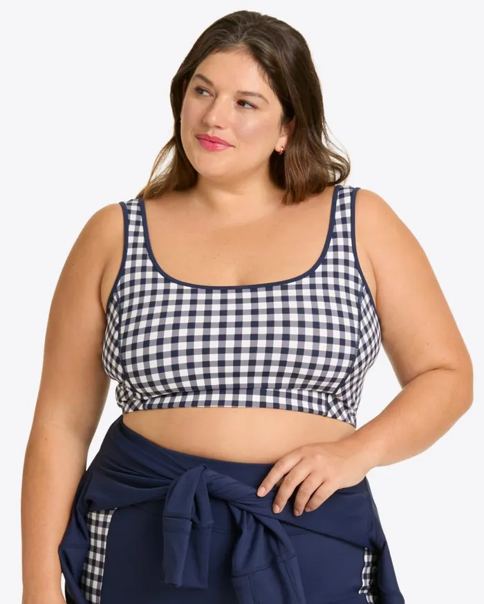 Draper James Sport Women Sports Bra In Navy Gingham