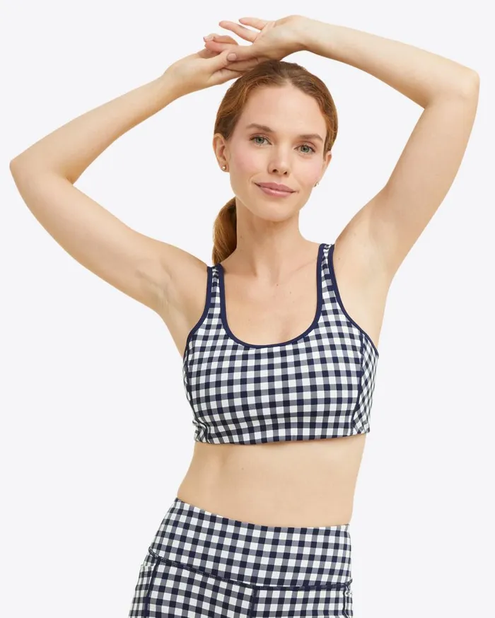 Draper James Sport Women Sports Bra In Navy Gingham