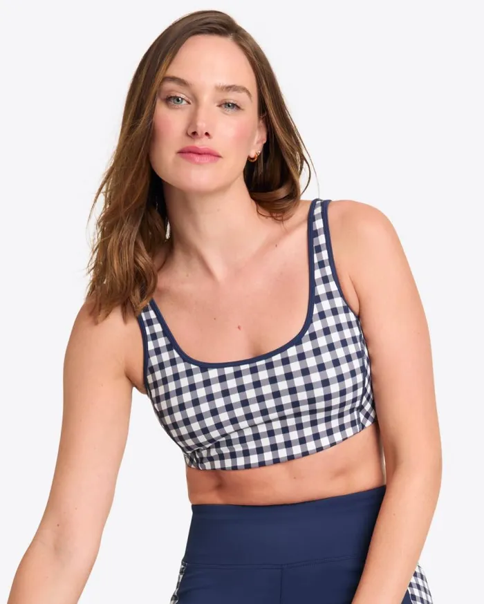 Draper James Sport Women Sports Bra In Navy Gingham