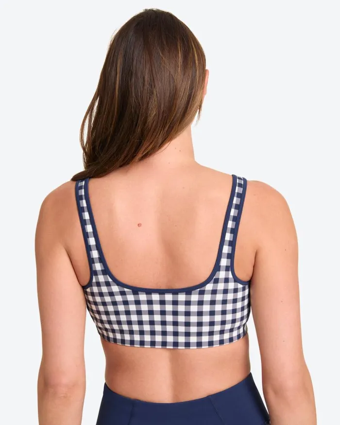 Draper James Sport Women Sports Bra In Navy Gingham