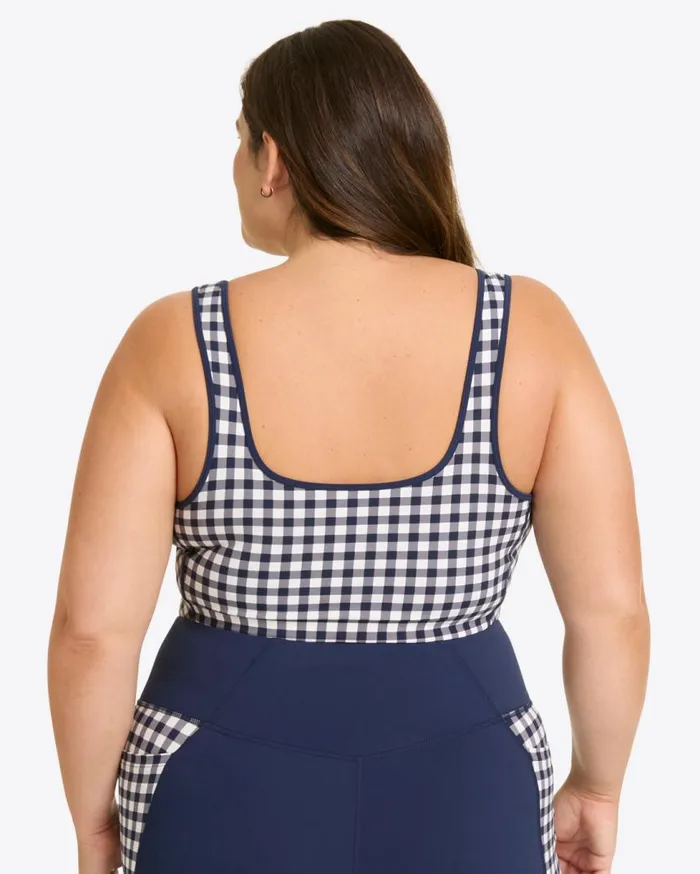Draper James Sport Women Sports Bra In Navy Gingham