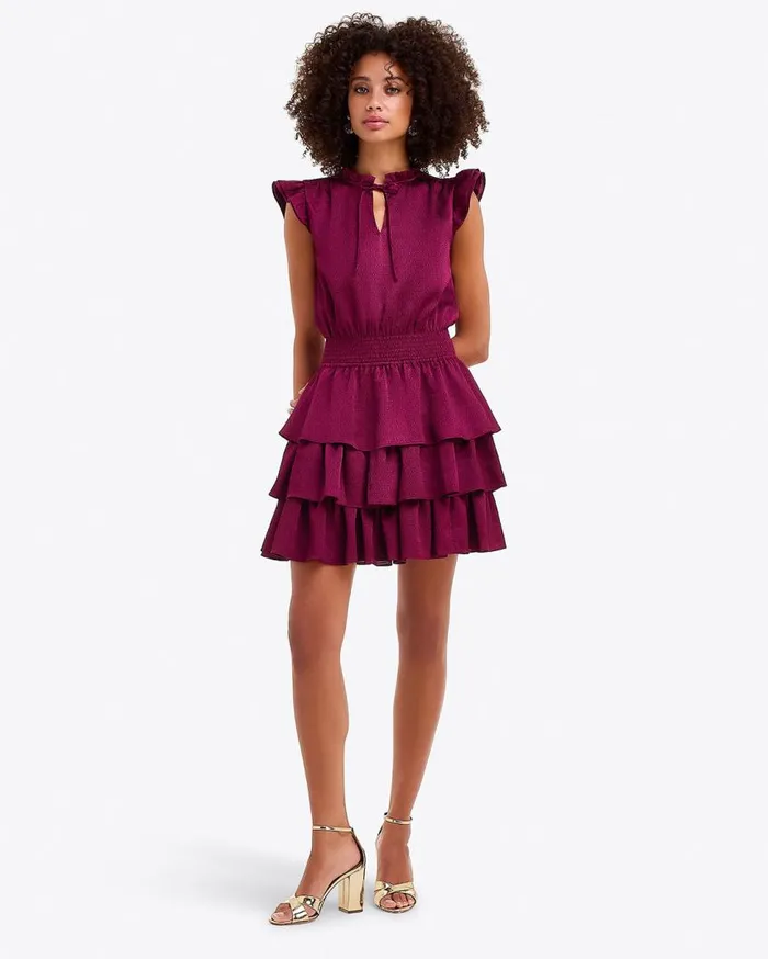 Draper James Sunglasses Women Alana Tiered Dress In Hammered Satin