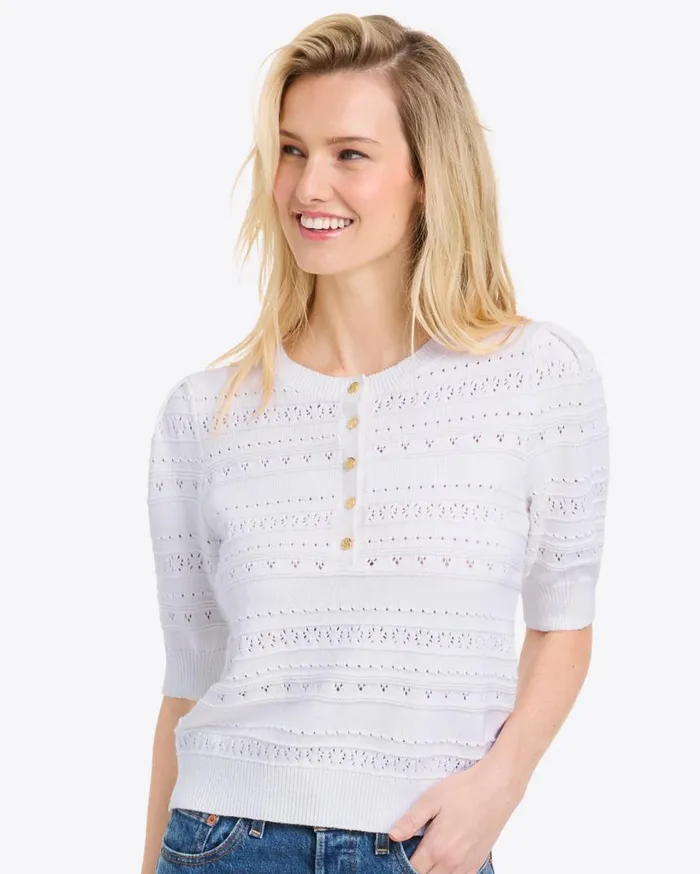 Draper James Sweaters Women Annabelle ShortSleeve Sweater In White Pointelle