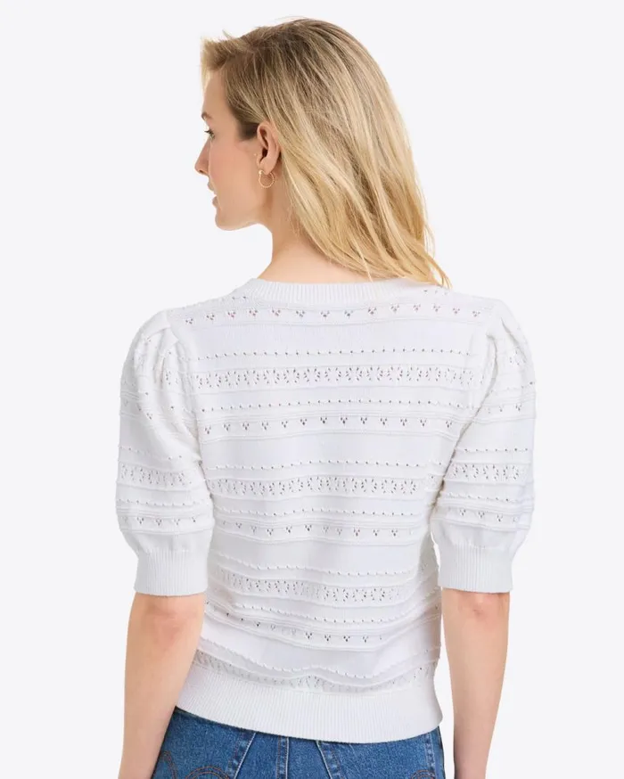 Draper James Sweaters Women Annabelle ShortSleeve Sweater In White Pointelle