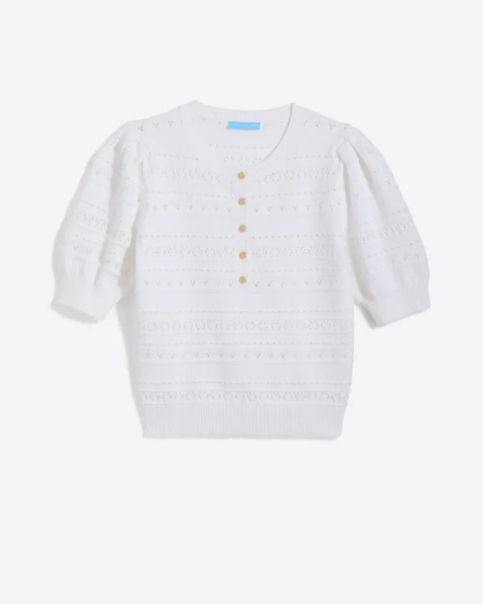 Draper James Sweaters Women Annabelle ShortSleeve Sweater In White Pointelle