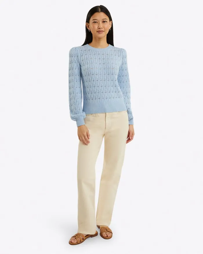 Draper James Sweaters Women Puff Sleeve Sweater In Pointelle