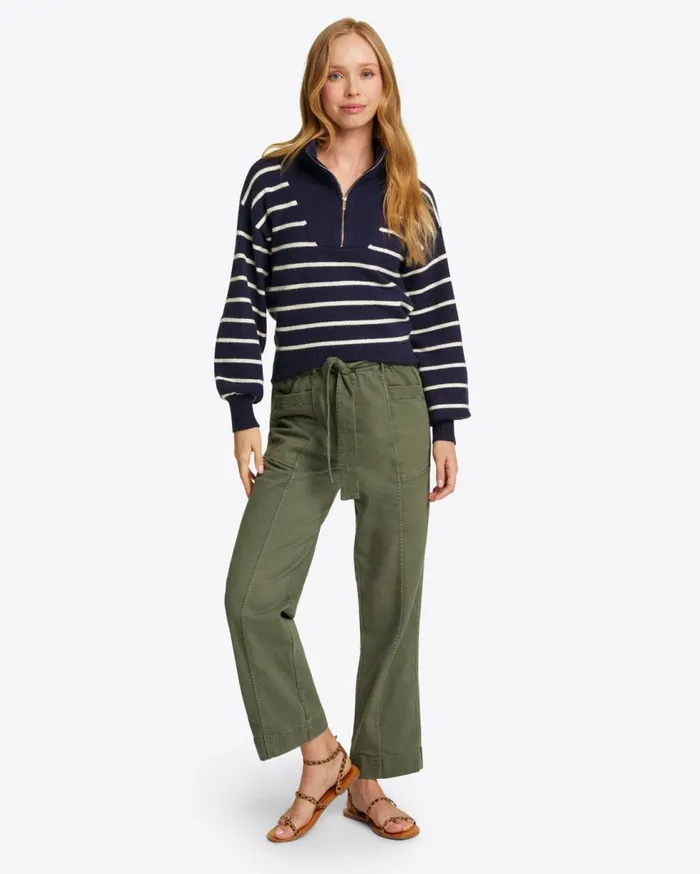 Draper James Sweaters Women Striped Quarter Zip Sweater In Mariner Stripe