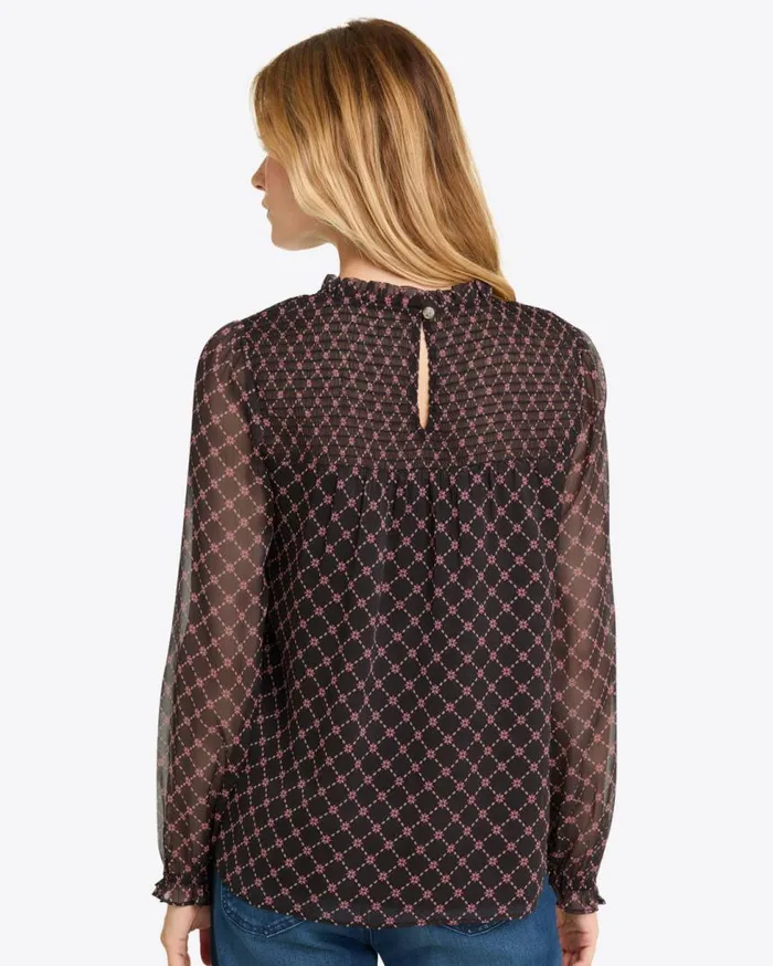Draper James Tops Women Jacqueline Long Sleeve Top In Crinkle Chiffon
