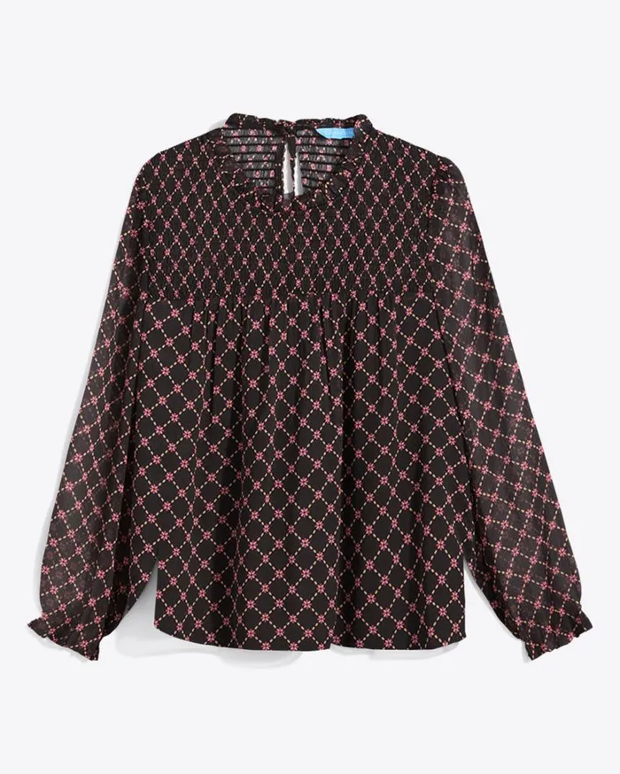 Draper James Tops Women Jacqueline Long Sleeve Top In Crinkle Chiffon