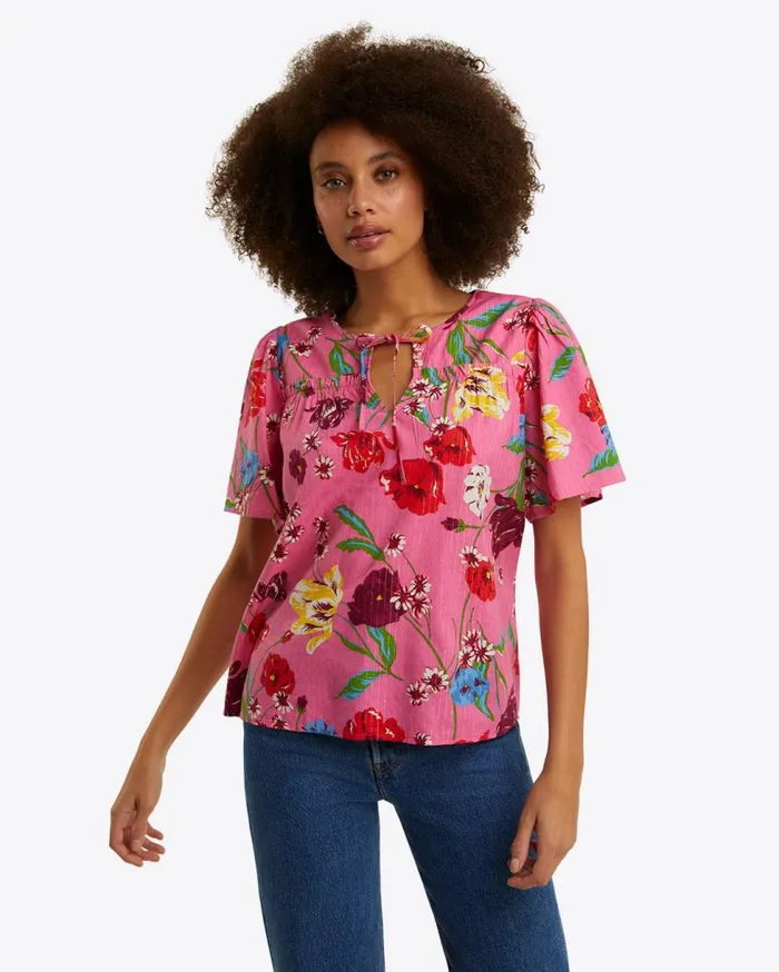 Draper James Tops Women Mary Flutter Sleeve Top In Lurex Stripe