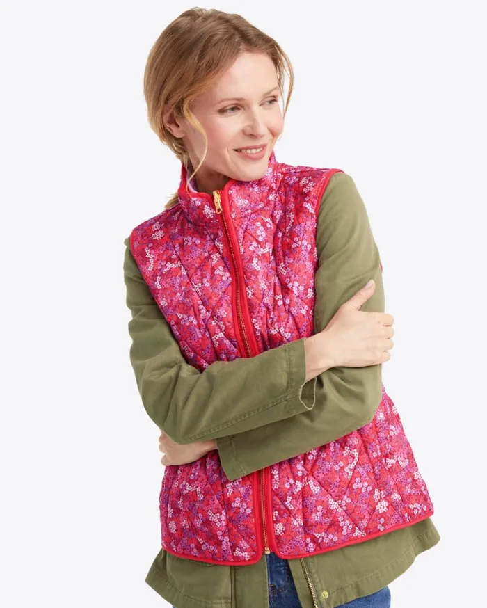 Draper James Tops Women Reversible Quilted Puffer Vest