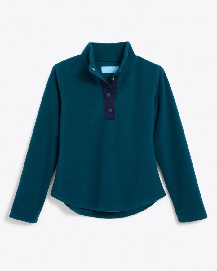 Draper James Tops Women Turtleneck Pullover Fleece In Teal