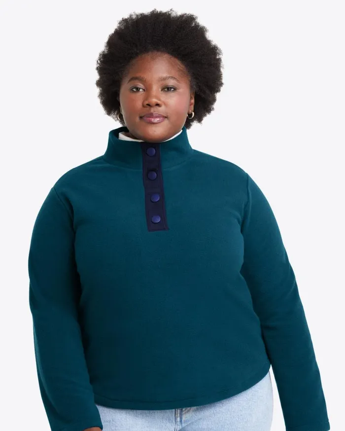 Draper James Tops Women Turtleneck Pullover Fleece In Teal