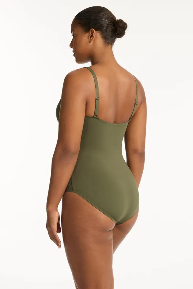 Eco Essentials Cross Front One Piece Eco Essentials Khaki Women Sea Level One Pieces