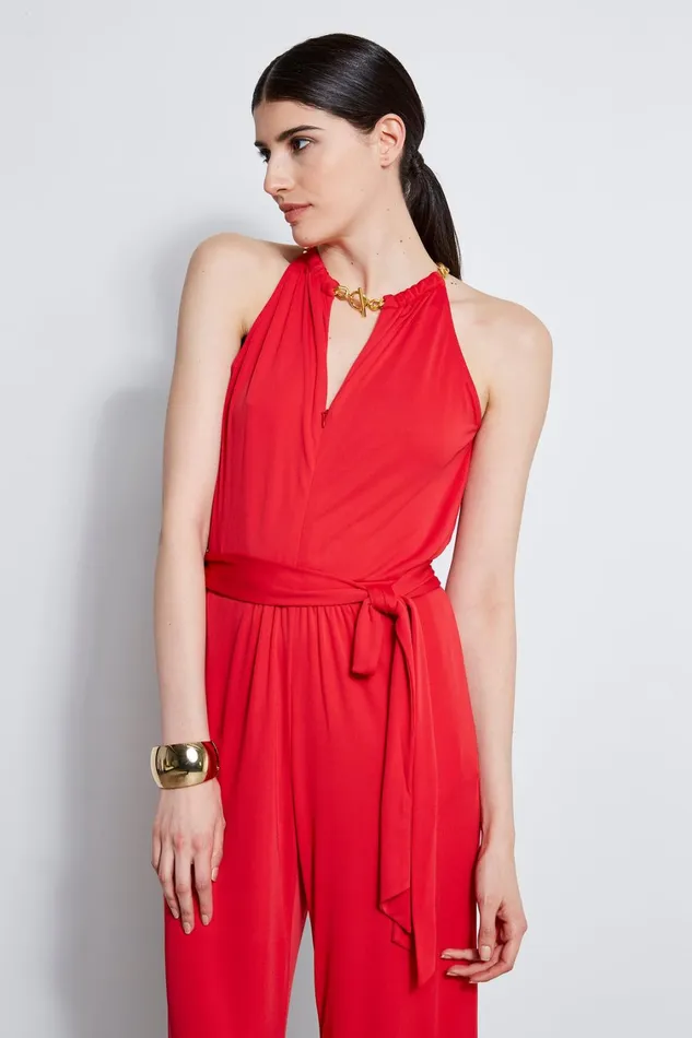 Elie Tahari Dresses and Jumpsuits Chain Jersey Jumpsuit Blaze Red 8211 Women