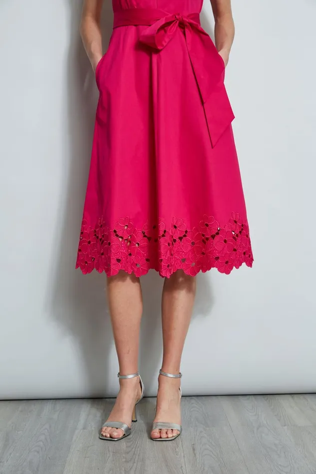 Elie Tahari Dresses and Jumpsuits Embroidered Hem Cotton Dress Cyclamen 8211 Women