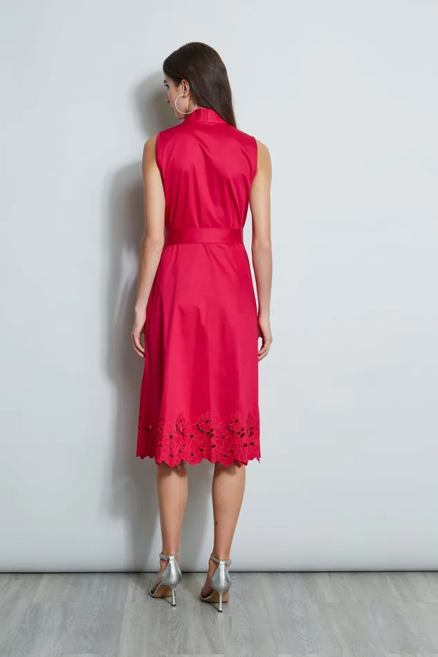 Elie Tahari Dresses and Jumpsuits Embroidered Hem Cotton Dress Cyclamen 8211 Women