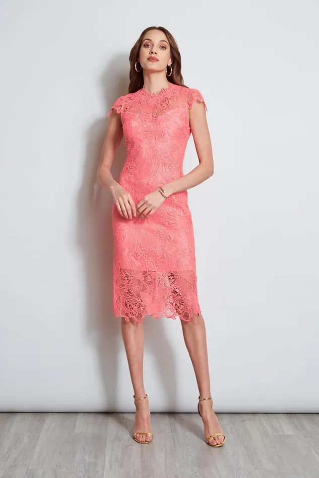 Elie Tahari Dresses and Jumpsuits Lace Applique Midi Dress Petal 8211 Women