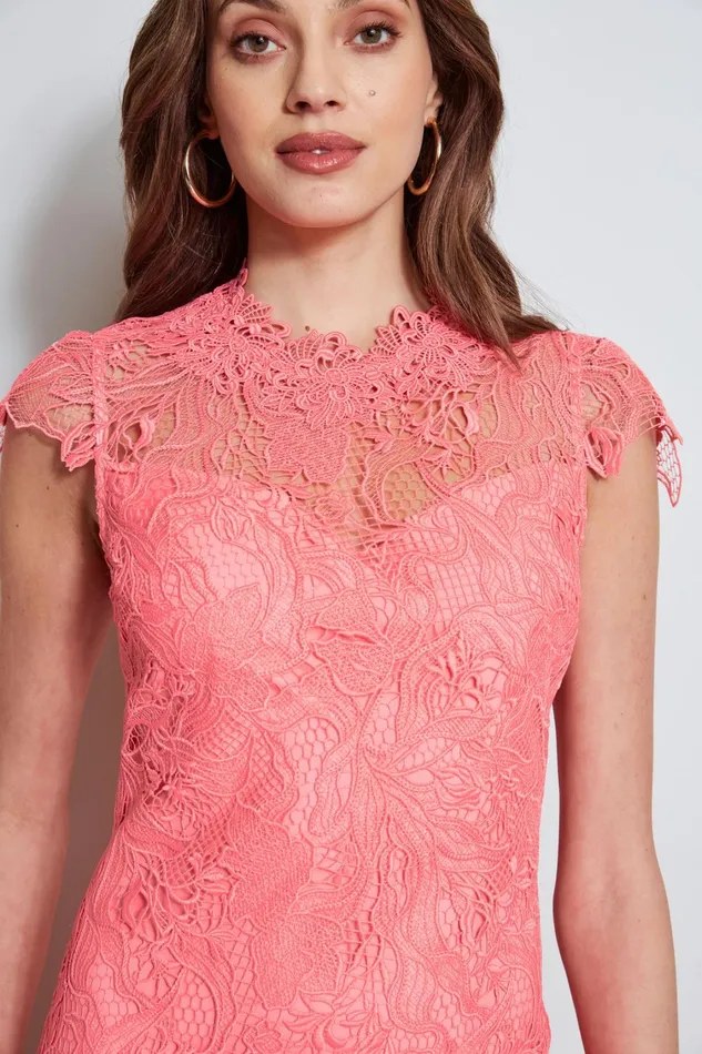 Elie Tahari Dresses and Jumpsuits Lace Applique Midi Dress Petal 8211 Women