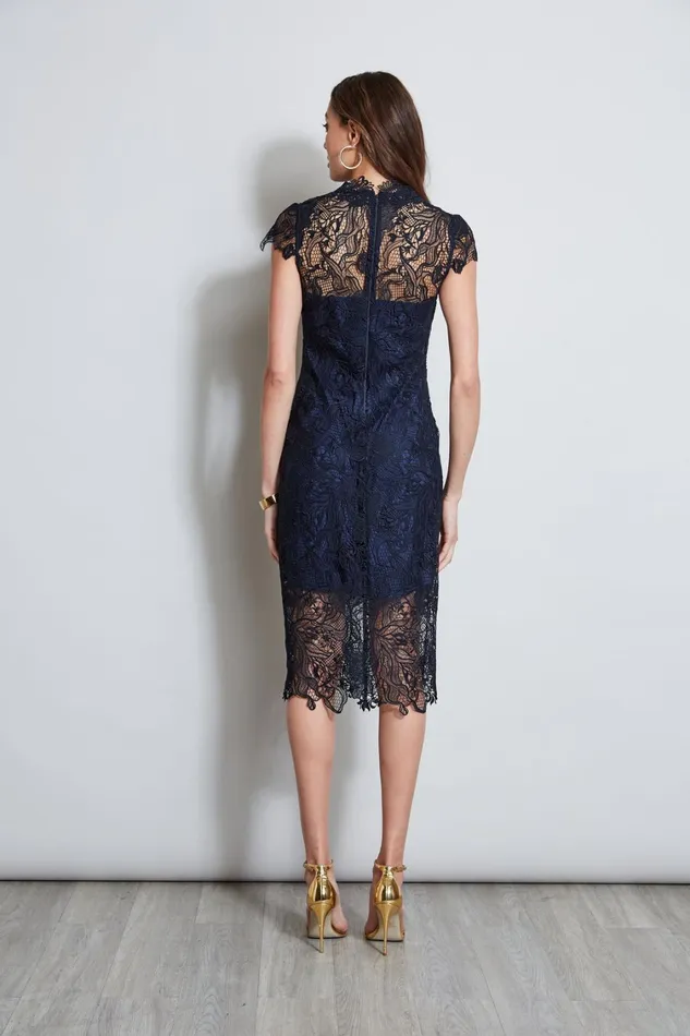 Elie Tahari Dresses and Jumpsuits Lace Applique Midi Dress Stargazer 8211 Women