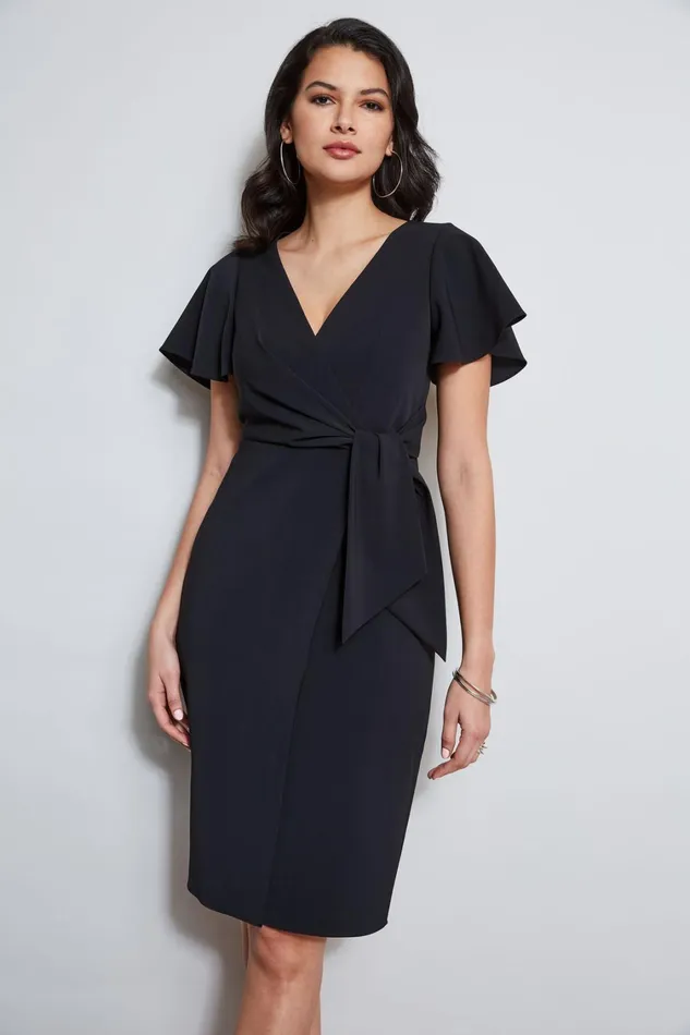 Elie Tahari Dresses and Jumpsuits Mock Wrap Flutter Sleeve Dress Black 8211 Women