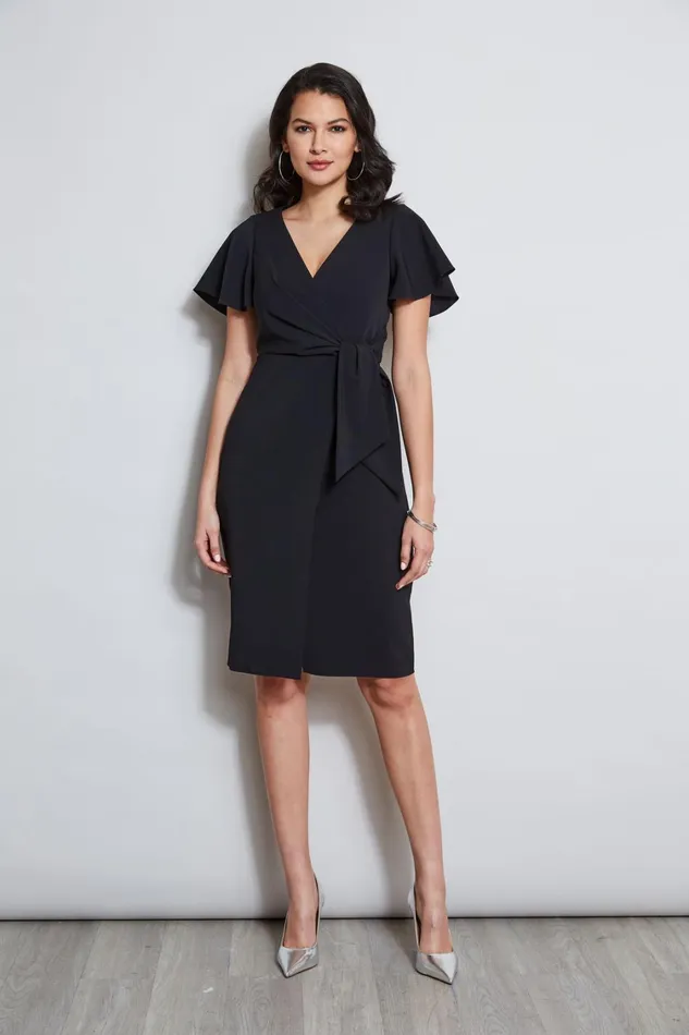 Elie Tahari Dresses and Jumpsuits Mock Wrap Flutter Sleeve Dress Black 8211 Women