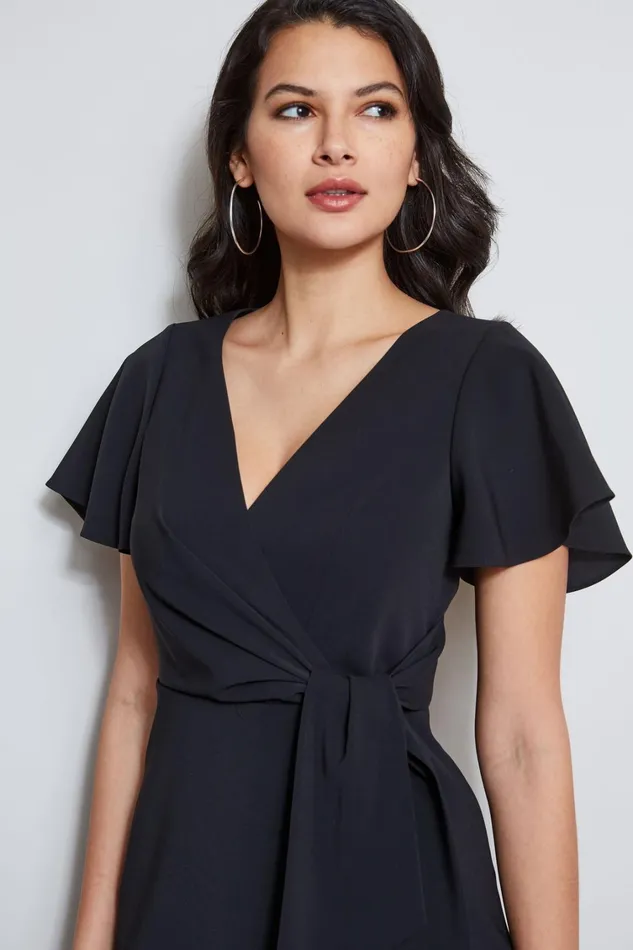 Elie Tahari Dresses and Jumpsuits Mock Wrap Flutter Sleeve Dress Black 8211 Women