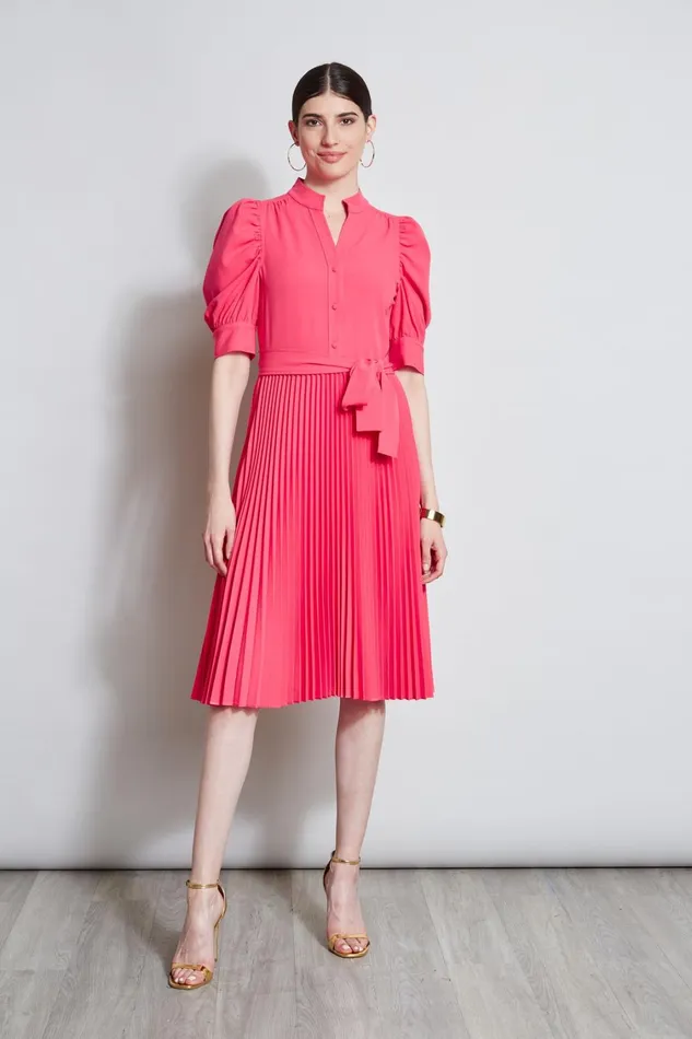 Elie Tahari Dresses and Jumpsuits Pleated Ruched Sleeve Dress Wild Strawberry 8211 Women Elie Tahari Dresses and Jumpsuits Pleated Ruched Sleeve Dress Wild Strawberry 8211 Women