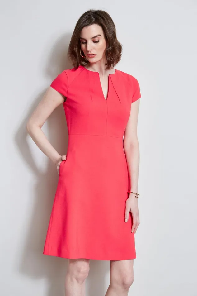 Elie Tahari Dresses and Jumpsuits Short Sleeve Dart Dress Wild Strawberry 8211 Women