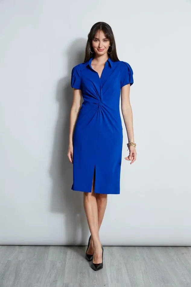 Elie Tahari Dresses and Jumpsuits Short Sleeve Twist Dress Klein Blue 8211 Women