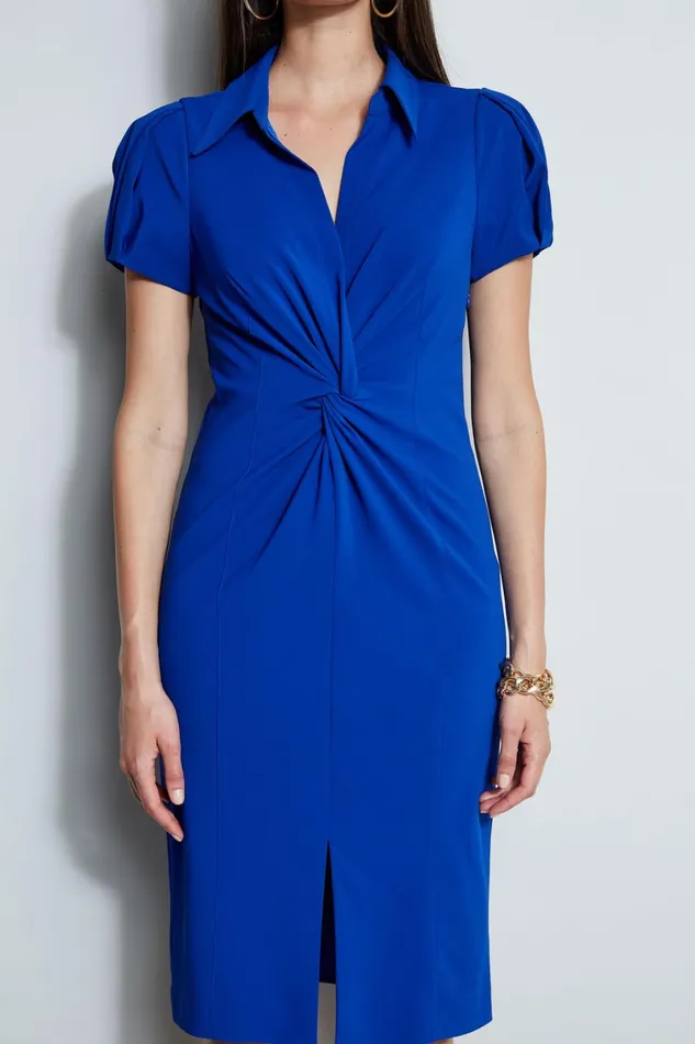 Elie Tahari Dresses and Jumpsuits Short Sleeve Twist Dress Klein Blue 8211 Women