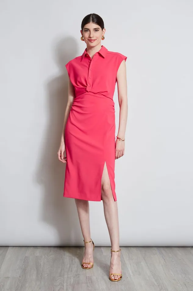 Elie Tahari Dresses and Jumpsuits Twist Button Dress Wild Strawberry 8211 Women Elie Tahari Dresses and Jumpsuits Twist Button Dress Wild Strawberry 8211 Women