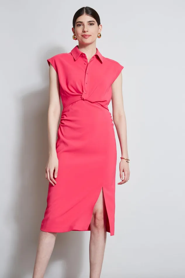 Elie Tahari Dresses and Jumpsuits Twist Button Dress Wild Strawberry 8211 Women