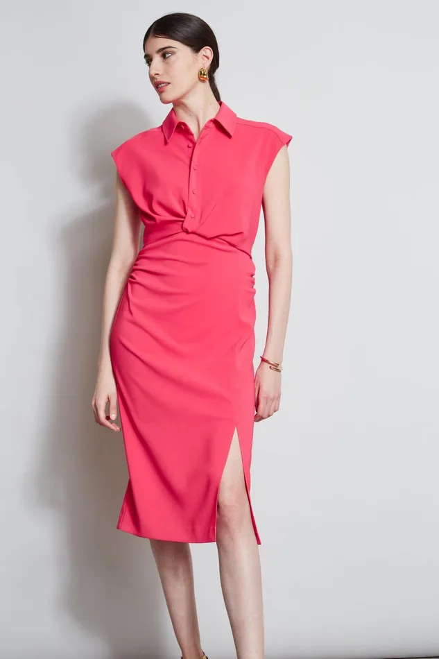 Elie Tahari Dresses and Jumpsuits Twist Button Dress Wild Strawberry 8211 Women