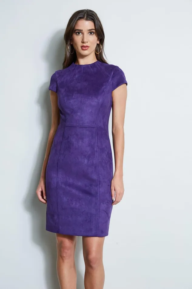 Elie Tahari Dresses and Jumpsuits Vegan Suede Dart Dress Winter Plum 8211 Women