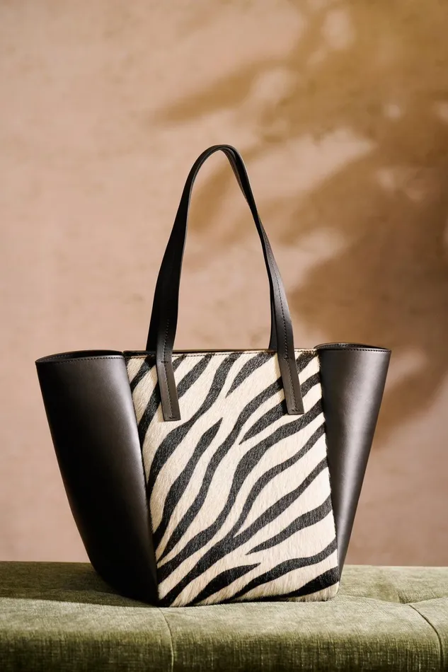 Elie Tahari Handbags Zebra Calf Hair Tote Blackwhite 8211 Women