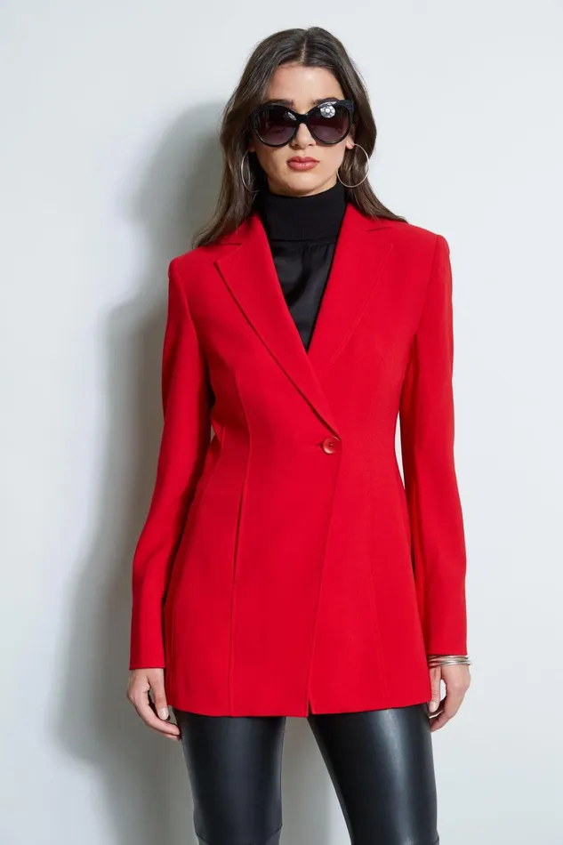 Elie Tahari Jackets and Blazers Asymmetric Single Button Blazer Flame Red 8211 Women Elie Tahari Jackets and Blazers Asymmetric Single Button Blazer Flame Red 8211 Women