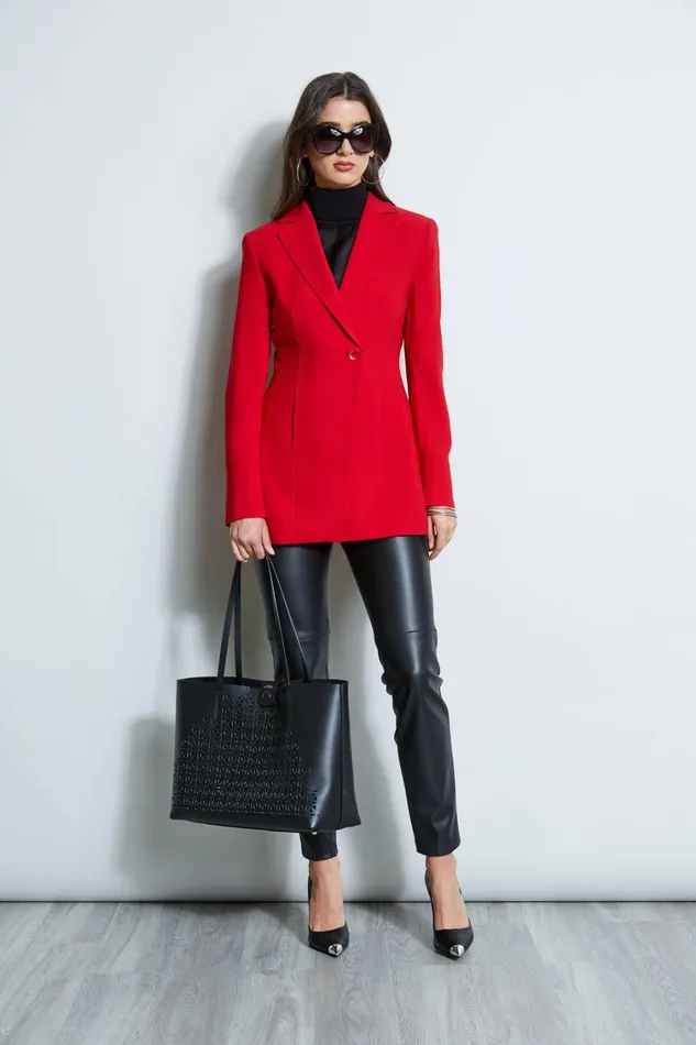 Elie Tahari Jackets and Blazers Asymmetric Single Button Blazer Flame Red 8211 Women