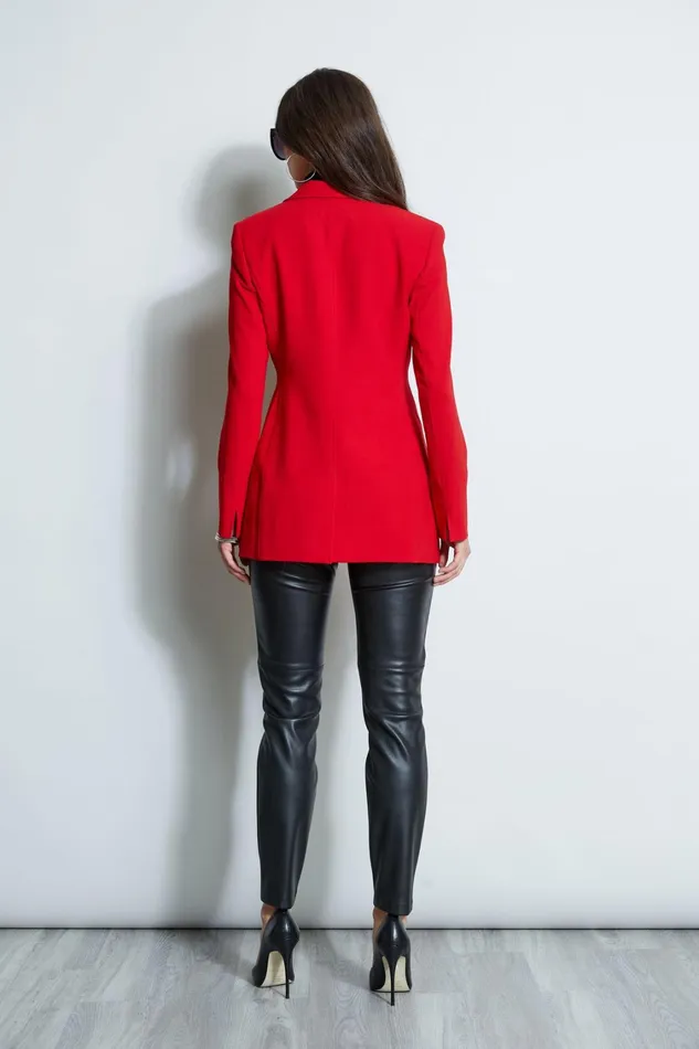 Elie Tahari Jackets and Blazers Asymmetric Single Button Blazer Flame Red 8211 Women