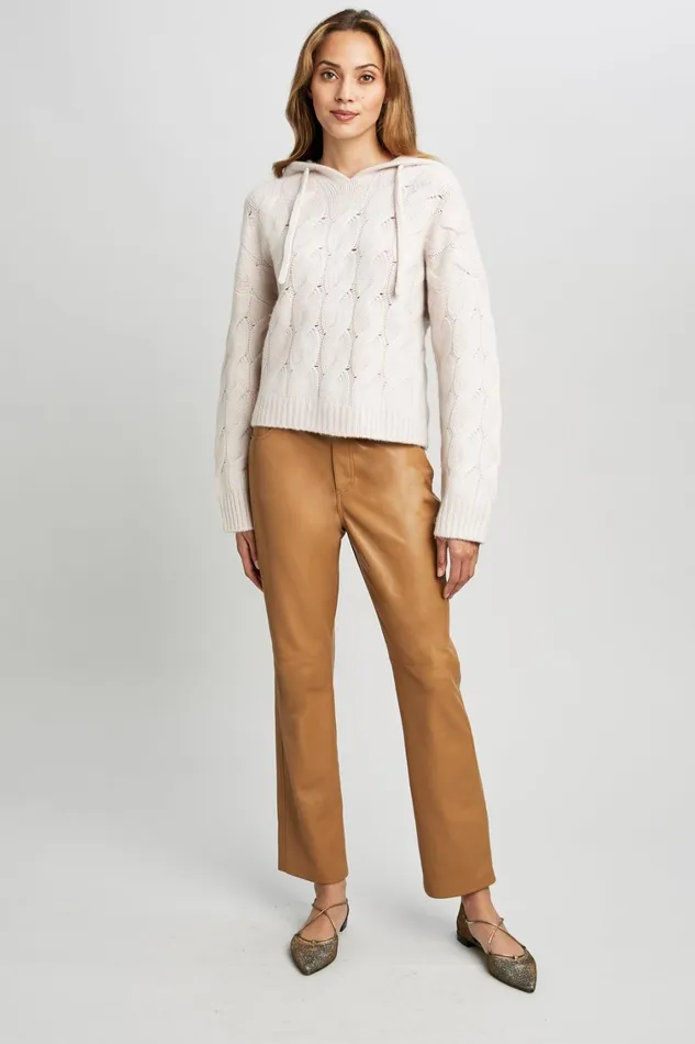 Elie Tahari Knits and Sweaters Cashmere Cable Hooded Sweater Buttercream 8211 Women