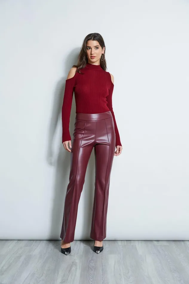 Elie Tahari Knits and Sweaters Cold Shoulder Mock Neck Sweater Bordeaux 8211 Women