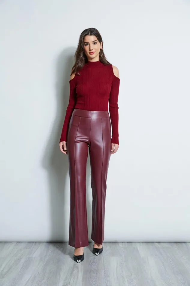 Elie Tahari Knits and Sweaters Cold Shoulder Mock Neck Sweater Bordeaux 8211 Women