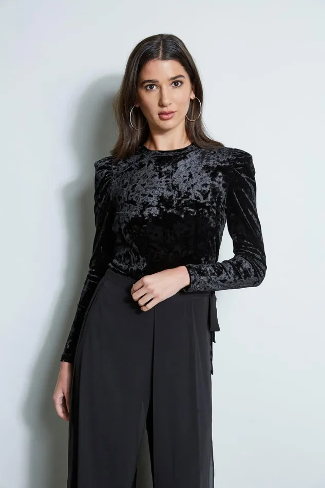 Elie Tahari Knits and Sweaters Crushed Velvet Knit Black 8211 Women