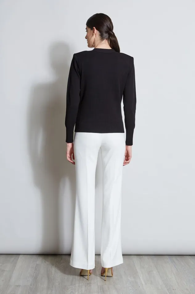 Elie Tahari Knits and Sweaters Rib Button Sweater Black 8211 Women