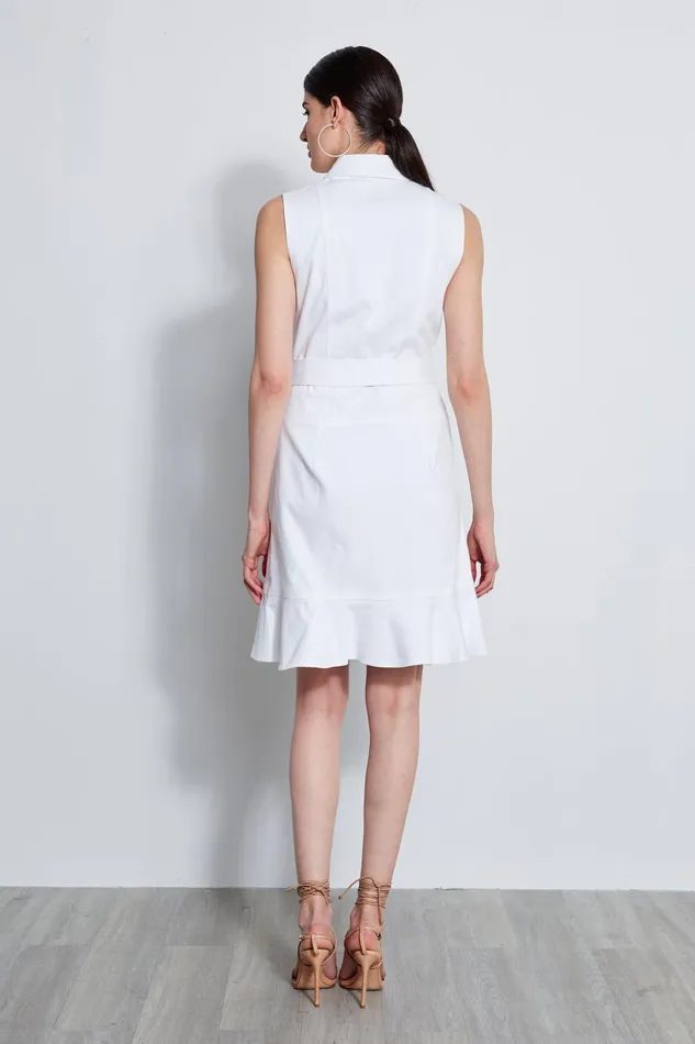 Elie Tahari Midi Dresses Denim Fit and Flare Dress White 8211 Women