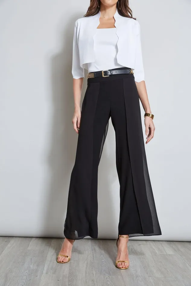 Elie Tahari Pants Chiffon Panel Pant Black 8211 Women