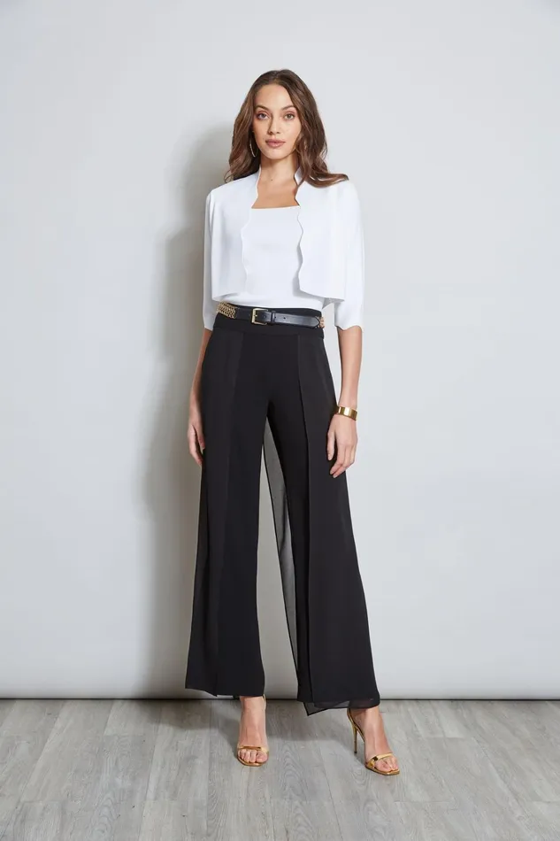 Elie Tahari Pants Chiffon Panel Pant Black 8211 Women